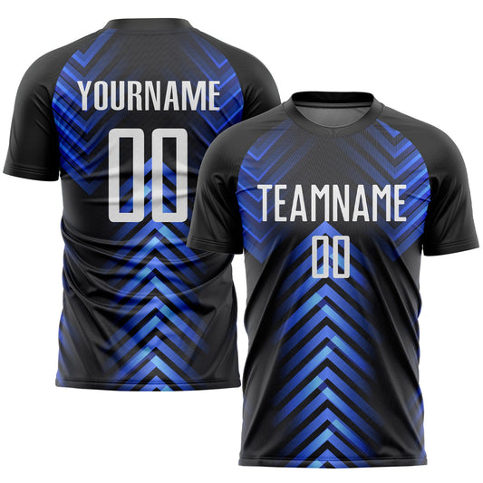 Custom Black White-Royal Sublimation Soccer Uniform Jersey - Sky-Custom
