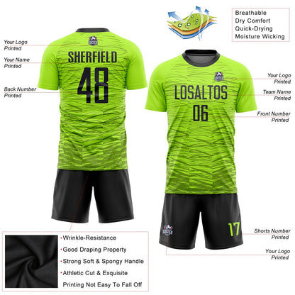 Custom Neon Green Black Sublimation Soccer Uniform Jersey - Sky-Custom
