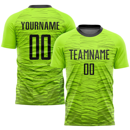 Custom Neon Green Black Sublimation Soccer Uniform Jersey - Sky-Custom