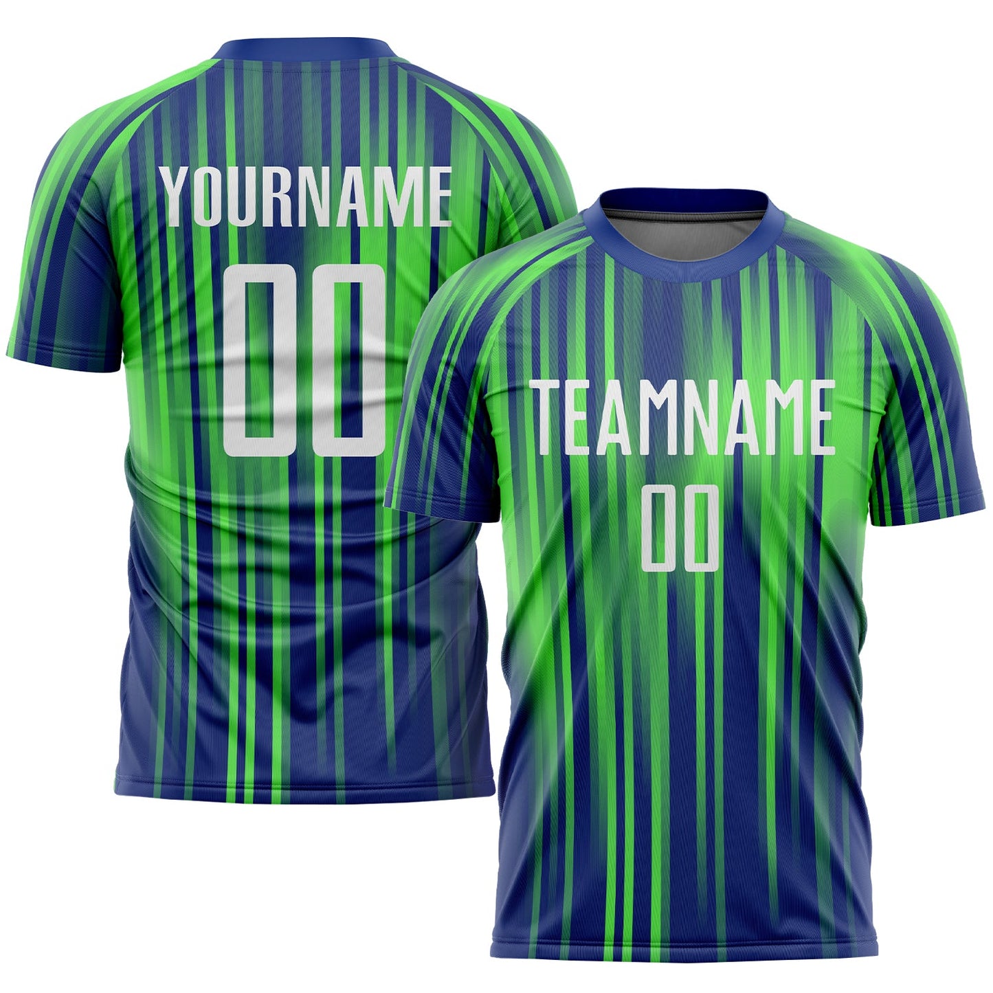 Custom Neon Green White-Royal Sublimation Soccer Uniform Jersey - Sky-Custom