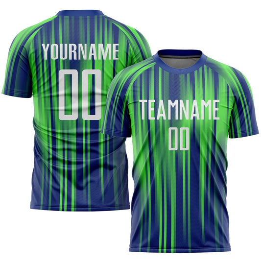Custom Neon Green White-Royal Sublimation Soccer Uniform Jersey - Sky-Custom