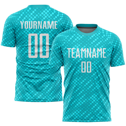 Custom Aqua White Sublimation Soccer Uniform Jersey - Sky-Custom