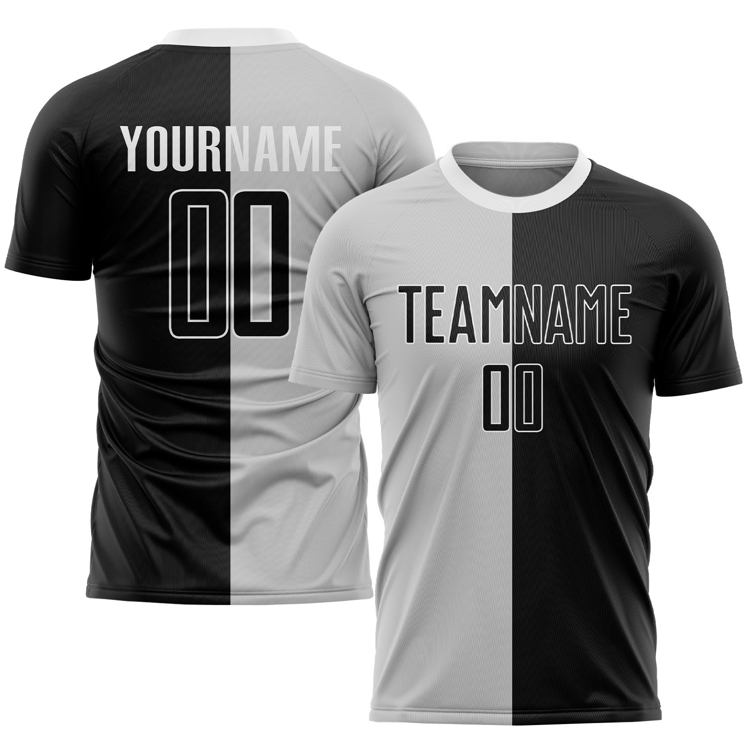 Custom Gray Black-White Sublimation Split Fashion Soccer Uniform Jersey - Sky-Custom