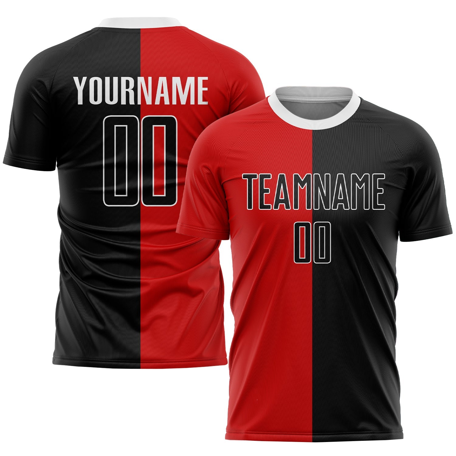 Custom Red Black-White Sublimation Split Fashion Soccer Uniform Jersey - Sky-Custom