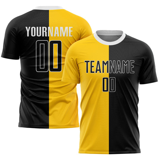 Custom Gold Black-White Sublimation Split Fashion Soccer Uniform Jersey - Sky-Custom