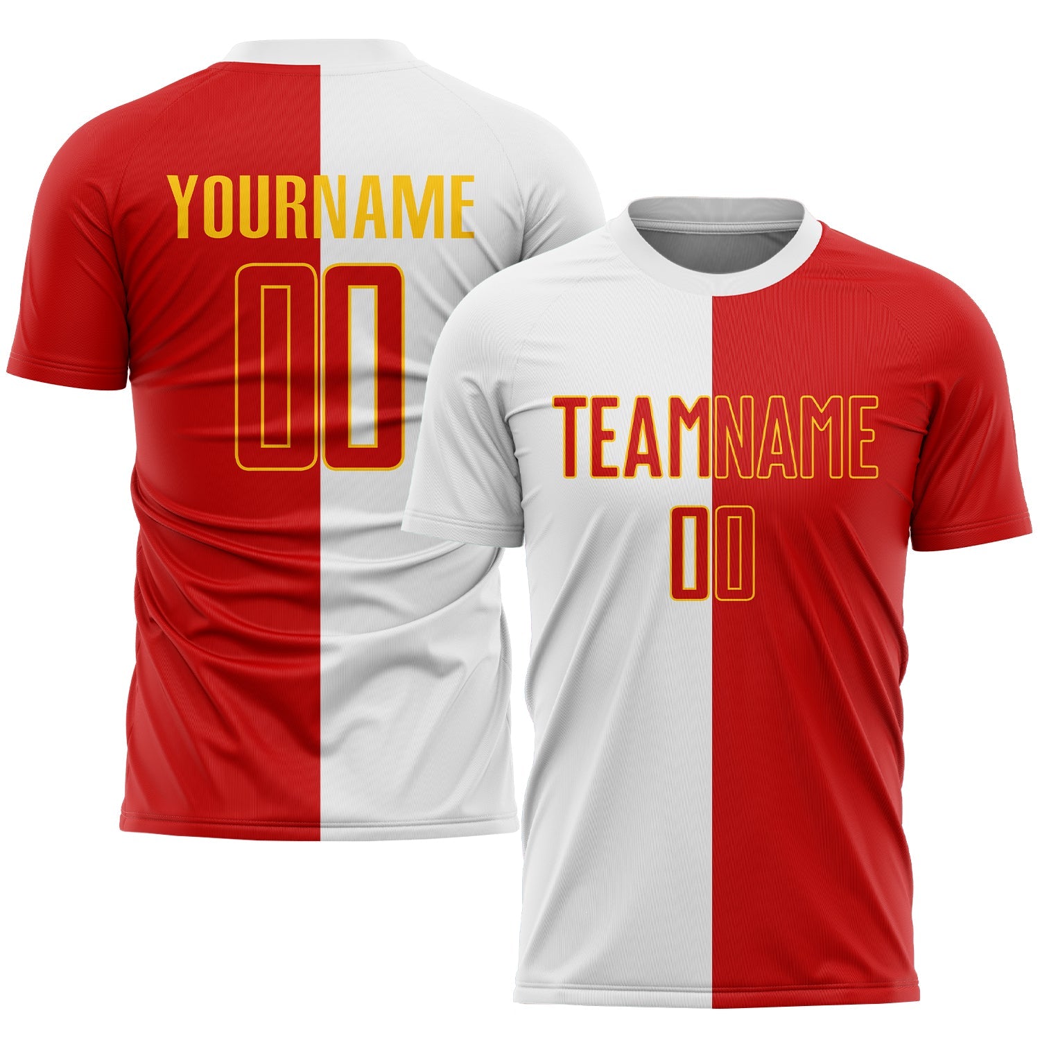 Custom White Red-Gold Sublimation Split Fashion Soccer Uniform Jersey - Sky-Custom