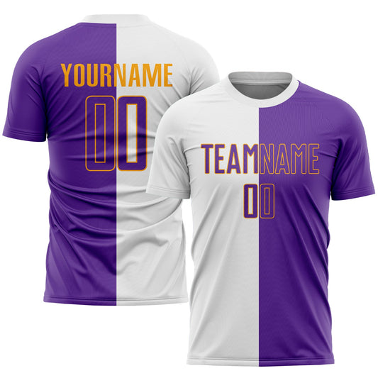 Custom White Purple-Gold Sublimation Split Fashion Soccer Uniform Jersey - Sky-Custom