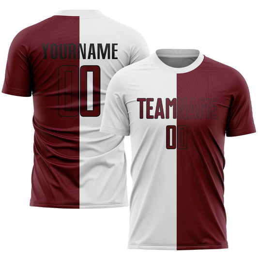 Custom White Crimson-Black Sublimation Split Fashion Soccer Uniform Jersey - Sky-Custom