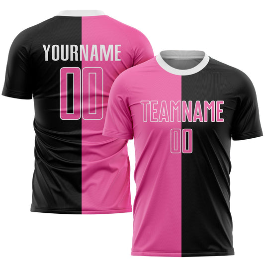 Custom Black Pink-White Sublimation Split Fashion Soccer Uniform Jersey - Sky-Custom