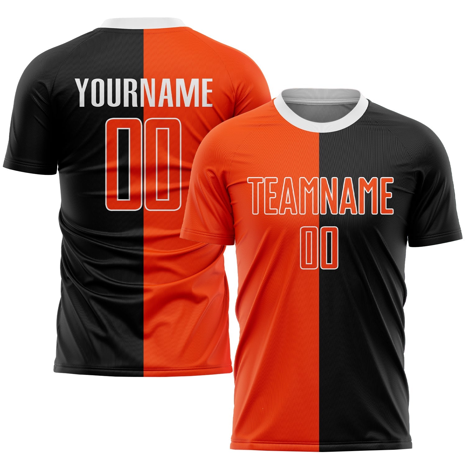 Custom Black Orange-White Sublimation Split Fashion Soccer Uniform Jersey - Sky-Custom