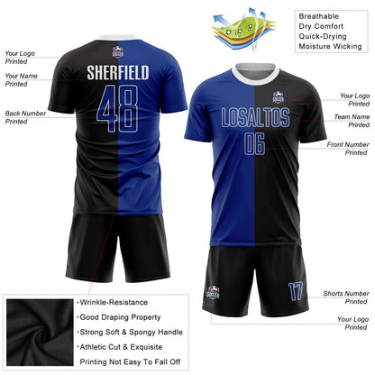 Custom Black Royal-White Sublimation Split Fashion Soccer Uniform Jersey - Sky-Custom