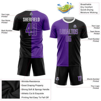 Custom Black Purple-White Sublimation Split Fashion Soccer Uniform Jersey - Sky-Custom