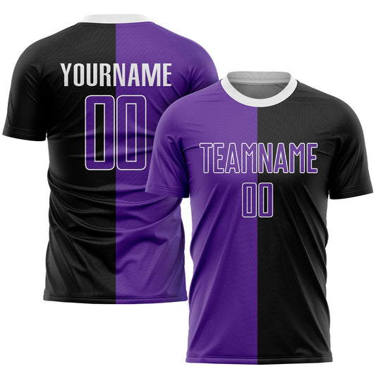 Custom Black Purple-White Sublimation Split Fashion Soccer Uniform Jersey - Sky-Custom