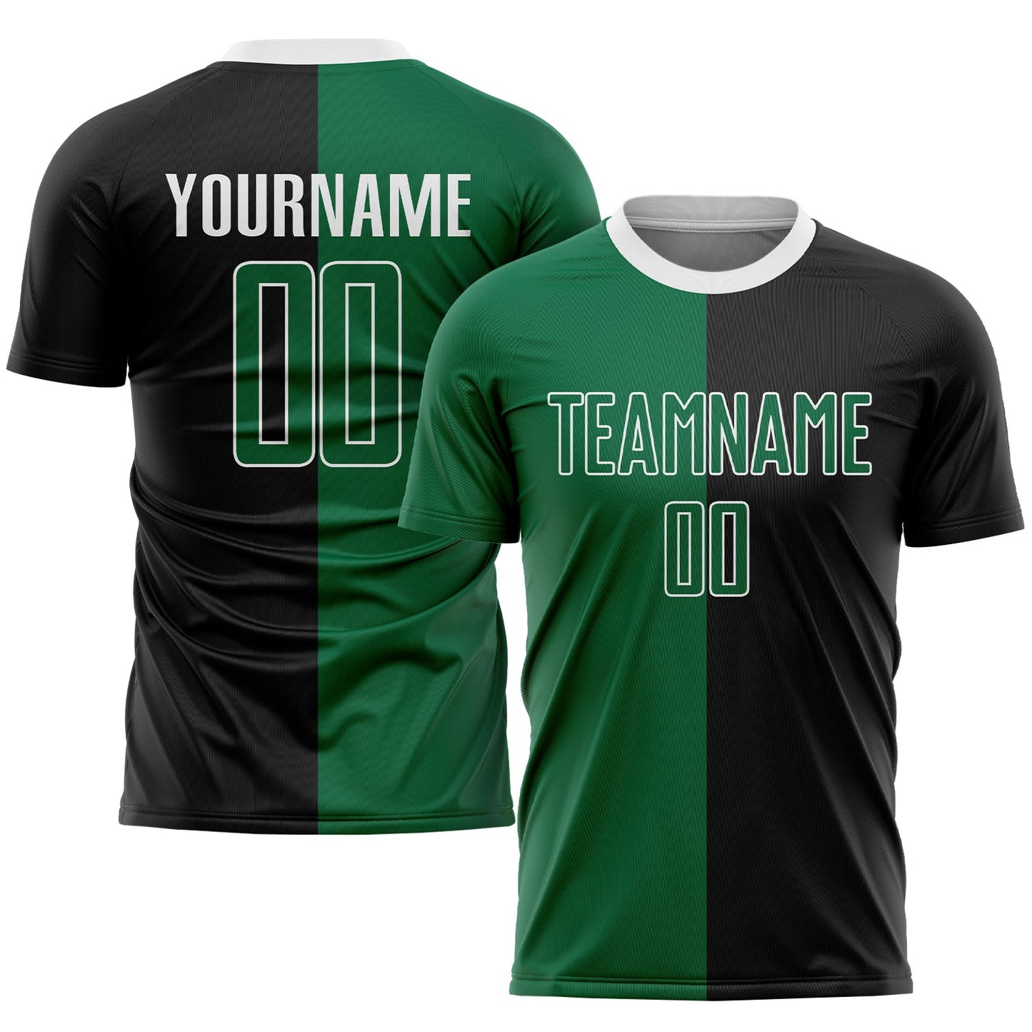 Custom Black Kelly Green-White Sublimation Split Fashion Soccer Uniform Jersey - Sky-Custom