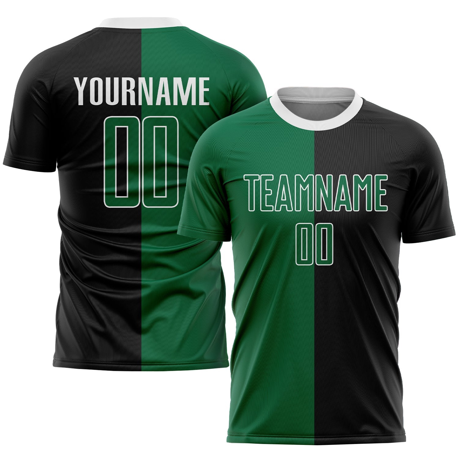 Custom Black Kelly Green-White Sublimation Split Fashion Soccer Uniform Jersey - Sky-Custom