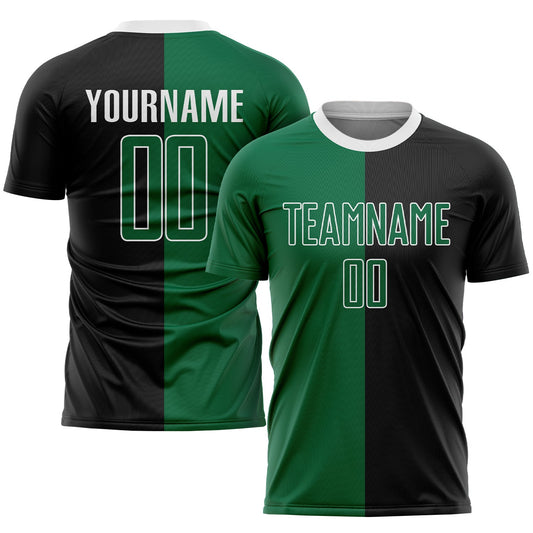 Custom Black Kelly Green-White Sublimation Split Fashion Soccer Uniform Jersey - Sky-Custom