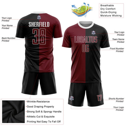 Custom Black Crimson-White Sublimation Split Fashion Soccer Uniform Jersey - Sky-Custom