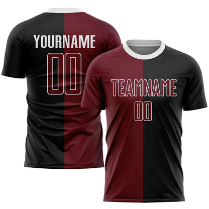 Custom Black Crimson-White Sublimation Split Fashion Soccer Uniform Jersey - Sky-Custom