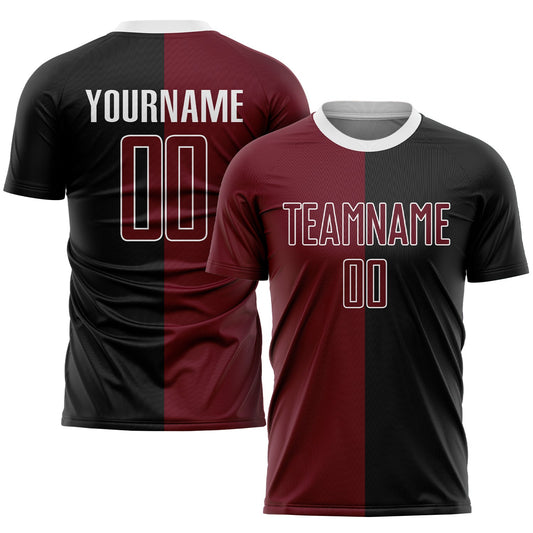 Custom Black Crimson-White Sublimation Split Fashion Soccer Uniform Jersey - Sky-Custom