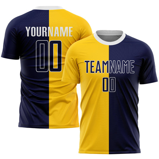 Custom Gold Navy-White Sublimation Split Fashion Soccer Uniform Jersey - Sky-Custom