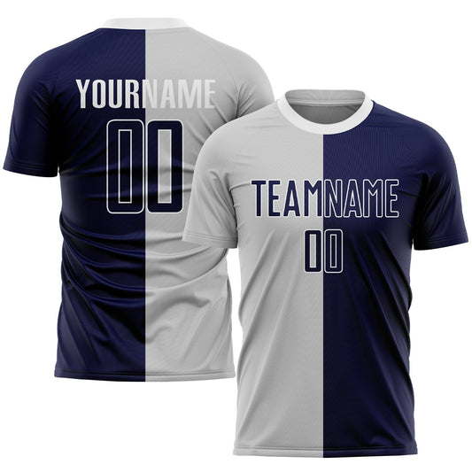 Custom Gray Navy-White Sublimation Split Fashion Soccer Uniform Jersey - Sky-Custom