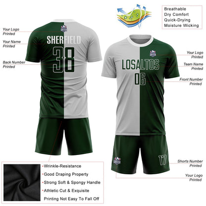 Custom Gray Green-White Sublimation Split Fashion Soccer Uniform Jersey - Sky-Custom