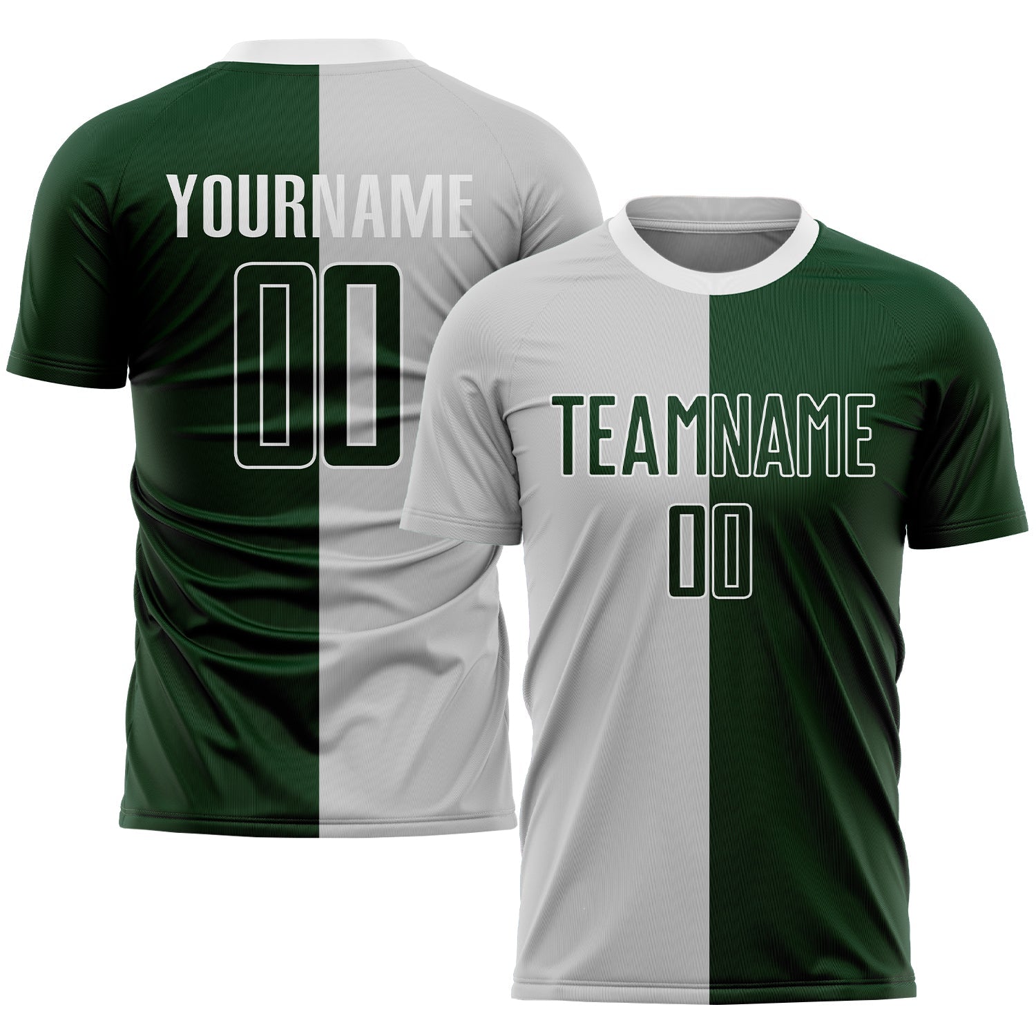 Custom Gray Green-White Sublimation Split Fashion Soccer Uniform Jersey - Sky-Custom
