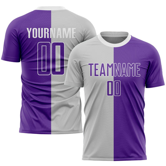 Custom Gray Purple-White Sublimation Split Fashion Soccer Uniform Jersey - Sky-Custom