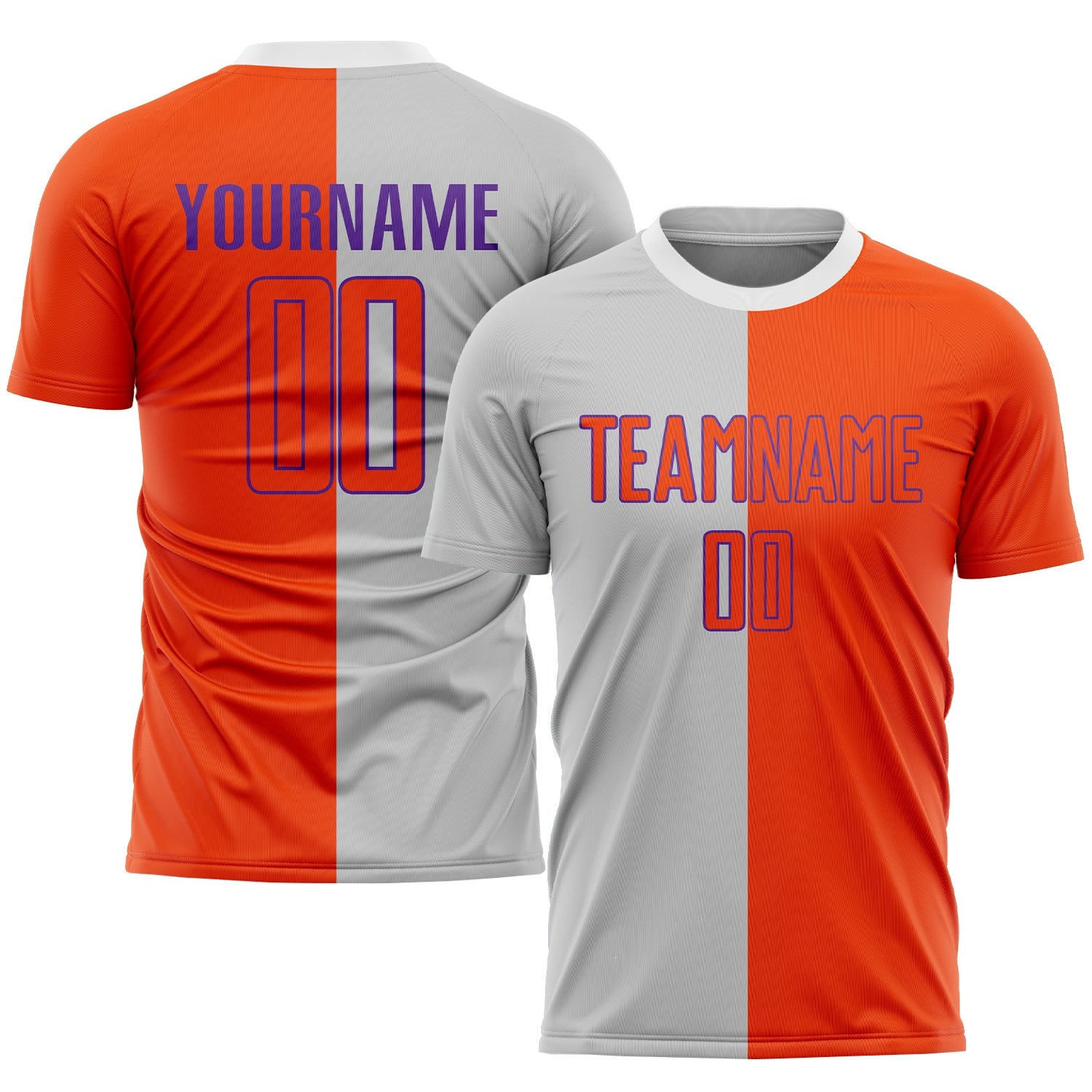 Custom Gray Orange-Purple Sublimation Split Fashion Soccer Uniform Jersey - Sky-Custom