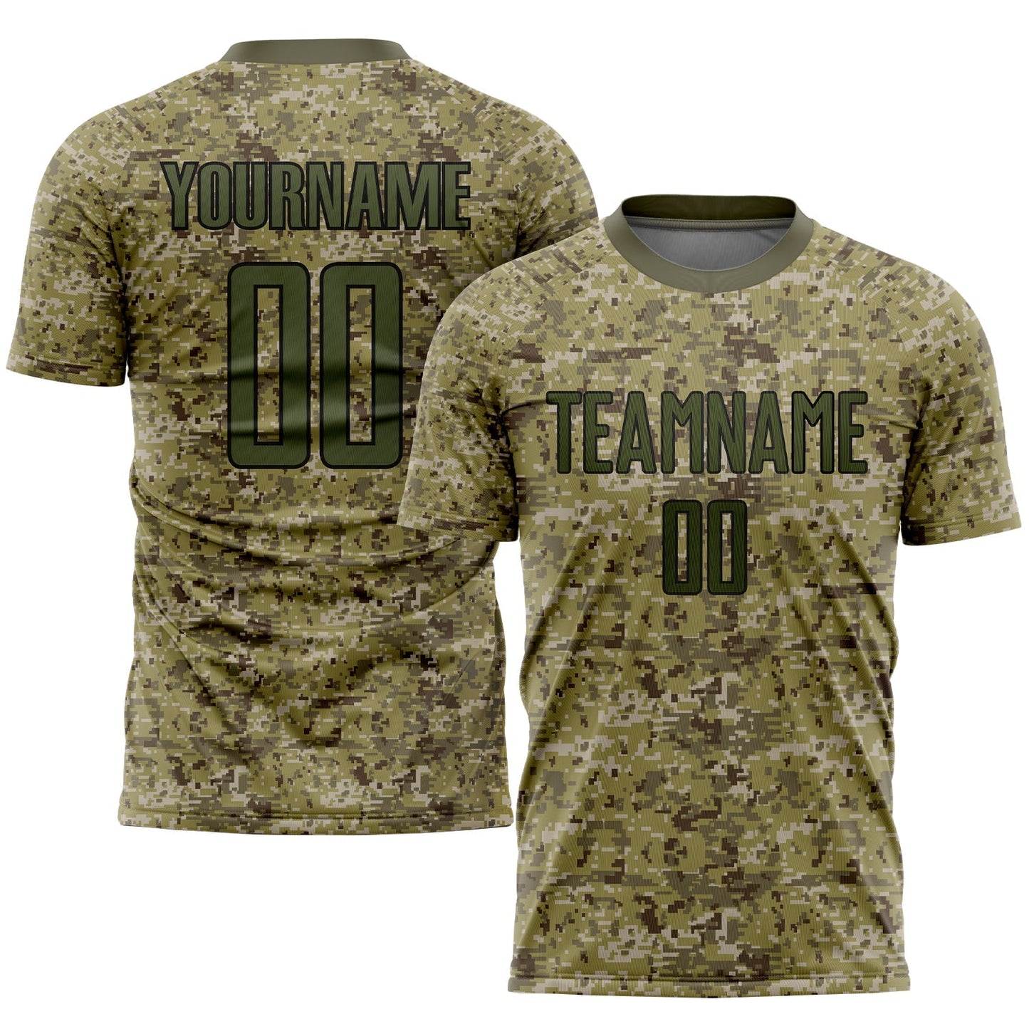 Custom Camo Olive-Black Sublimation Salute To Service Soccer Uniform Jersey - Sky-Custom