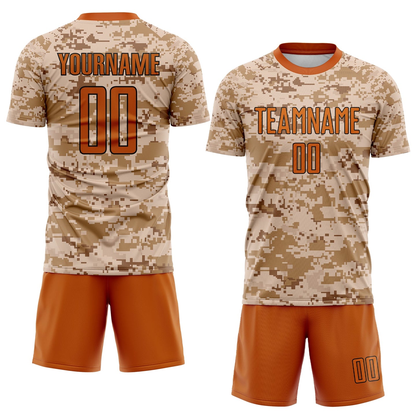 Custom Camo Texas Orange-Brown Sublimation Salute To Service Soccer Uniform Jersey - Sky-Custom