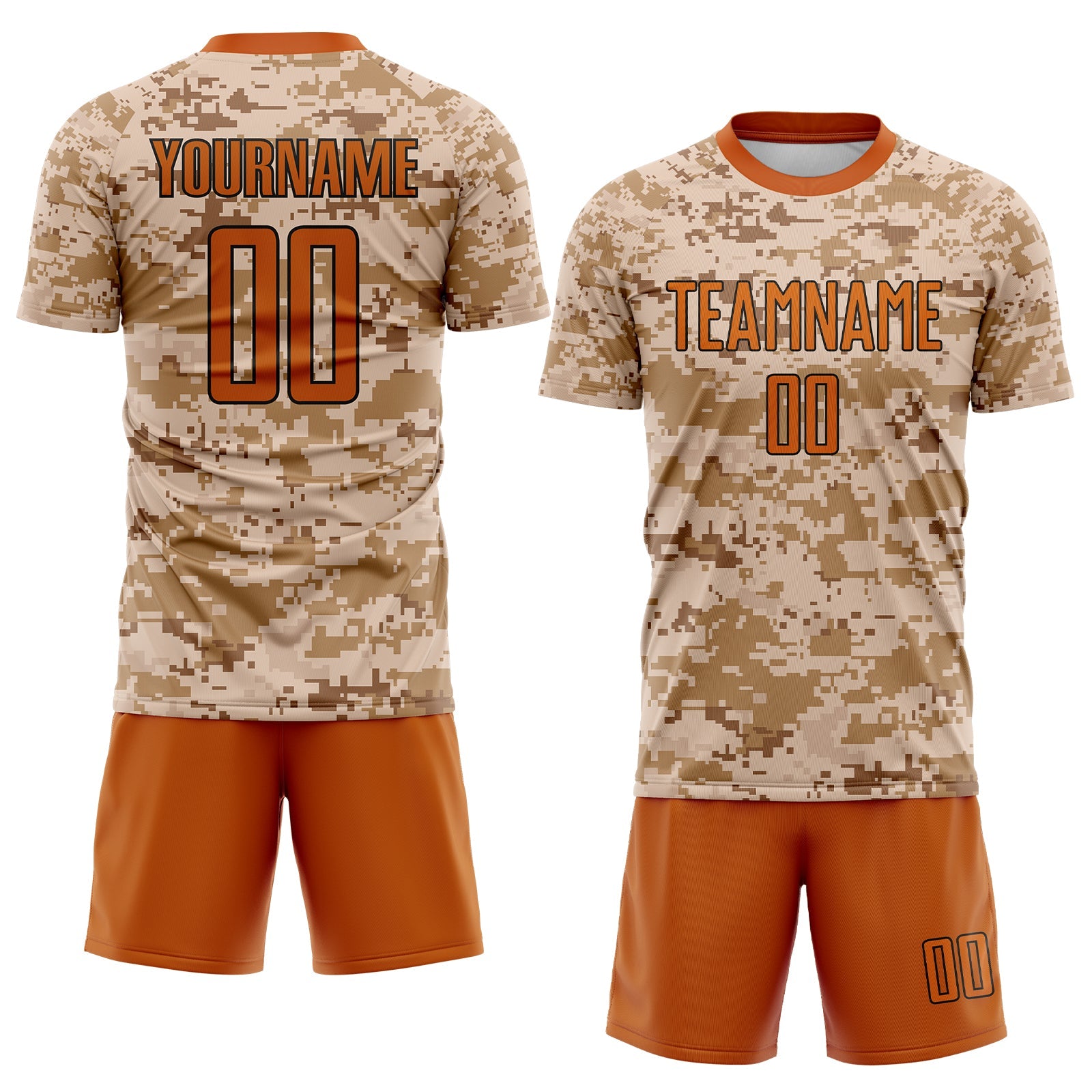 Custom Camo Texas Orange-Brown Sublimation Salute To Service Soccer Uniform Jersey - Sky-Custom