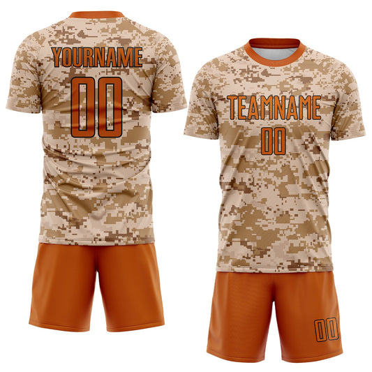 Custom Camo Texas Orange-Brown Sublimation Salute To Service Soccer Uniform Jersey - Sky-Custom