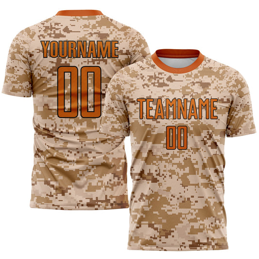 Custom Camo Texas Orange-Brown Sublimation Salute To Service Soccer Uniform Jersey - Sky-Custom