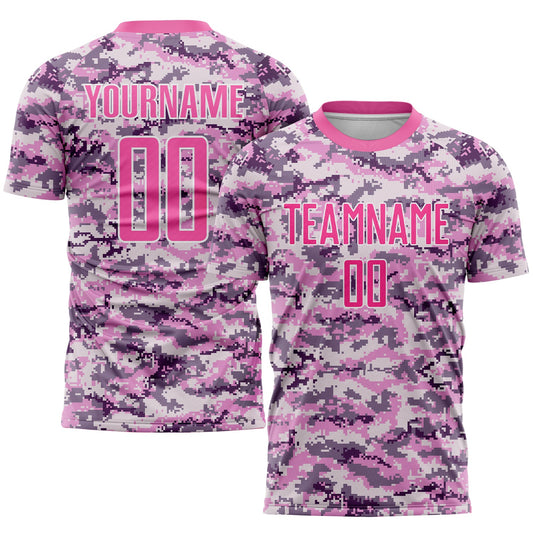 Custom Camo Pink-White Sublimation Salute To Service Soccer Uniform Jersey - Sky-Custom