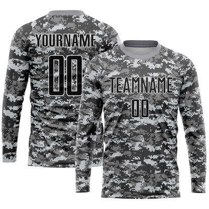 Custom Camo Black-Gray Sublimation Salute To Service Soccer Uniform Jersey - Sky-Custom