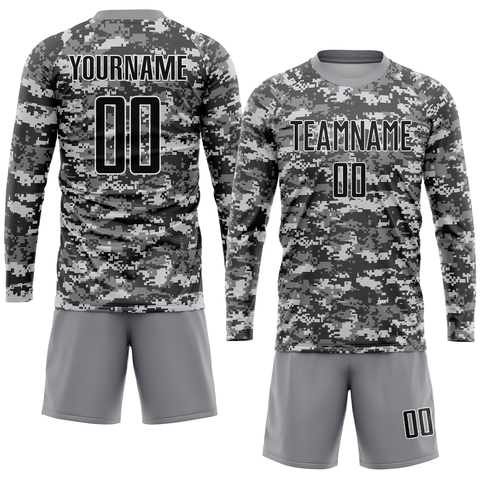 Custom Camo Black-Gray Sublimation Salute To Service Soccer Uniform Jersey - Sky-Custom