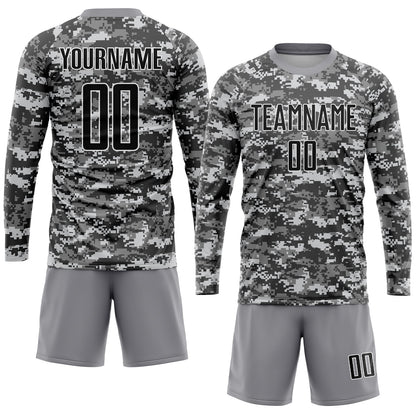 Custom Camo Black-Gray Sublimation Salute To Service Soccer Uniform Jersey - Sky-Custom