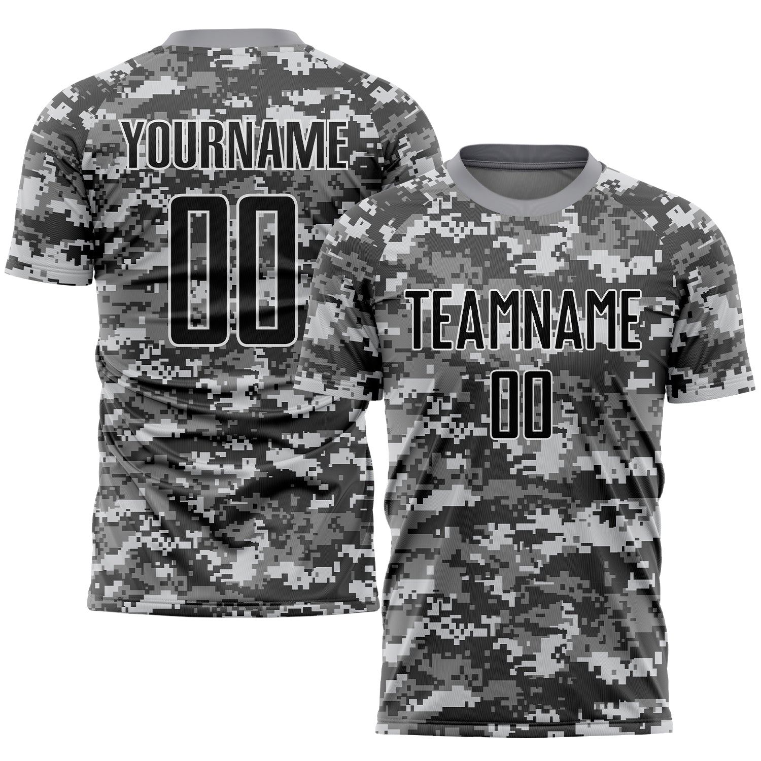 Custom Camo Black-Gray Sublimation Salute To Service Soccer Uniform Jersey - Sky-Custom