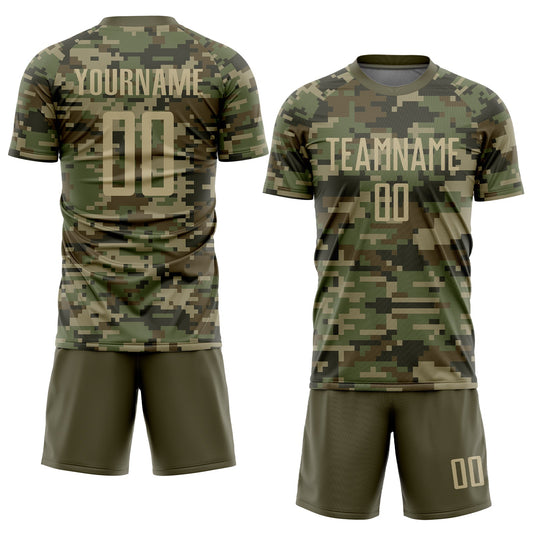 Custom Camo Vegas Gold-Olive Sublimation Salute To Service Soccer Uniform Jersey - Sky-Custom
