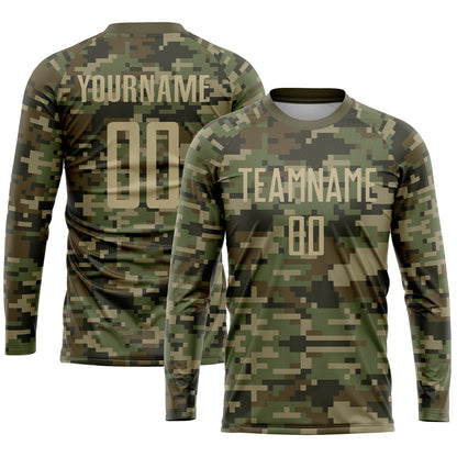 Custom Camo Vegas Gold-Olive Sublimation Salute To Service Soccer Uniform Jersey - Sky-Custom