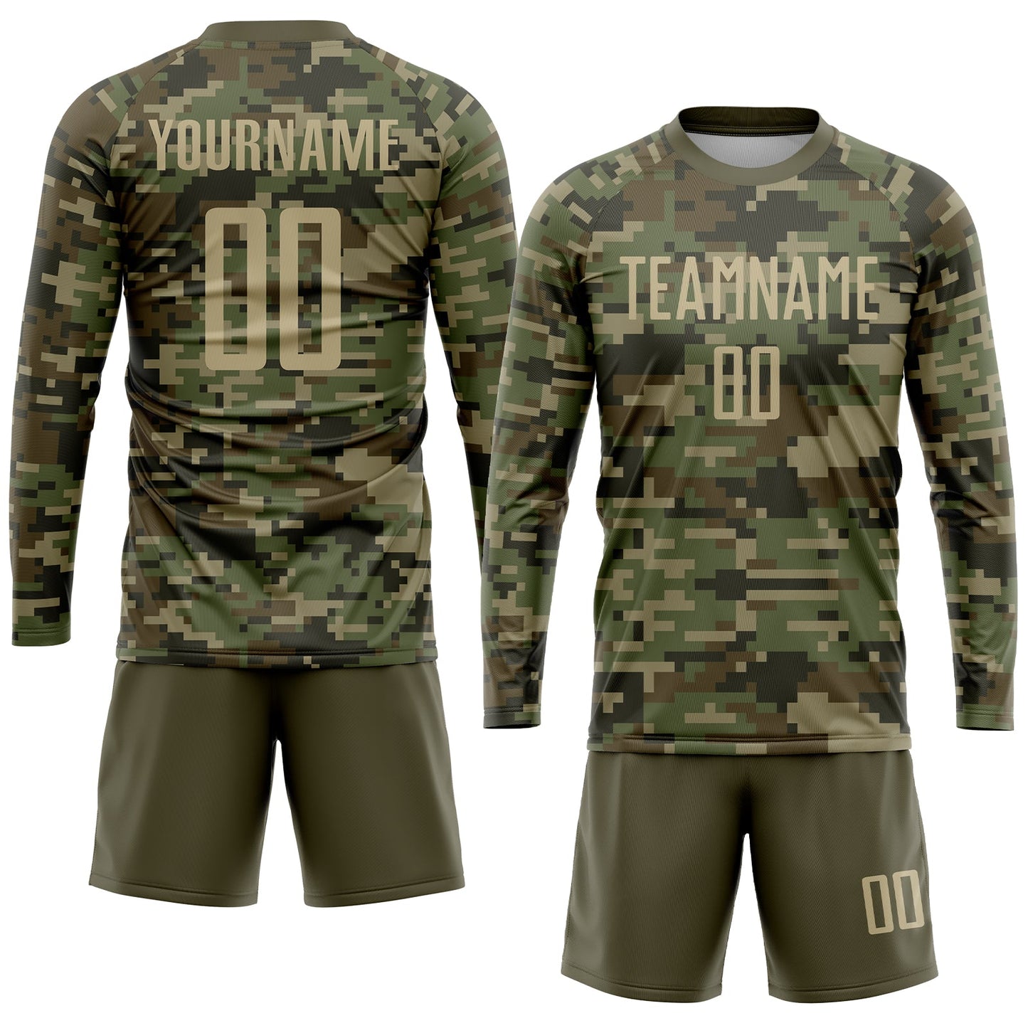 Custom Camo Vegas Gold-Olive Sublimation Salute To Service Soccer Uniform Jersey - Sky-Custom