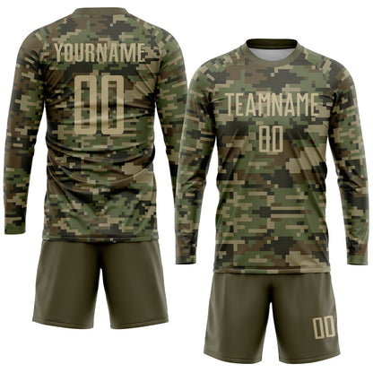 Custom Camo Vegas Gold-Olive Sublimation Salute To Service Soccer Uniform Jersey - Sky-Custom