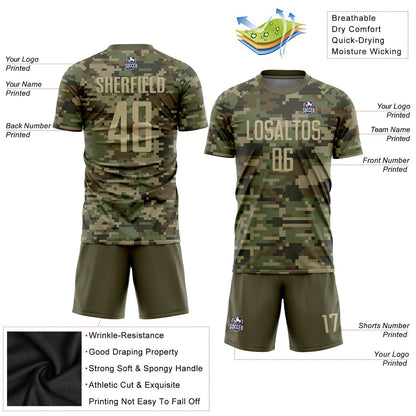 Custom Camo Vegas Gold-Olive Sublimation Salute To Service Soccer Uniform Jersey - Sky-Custom