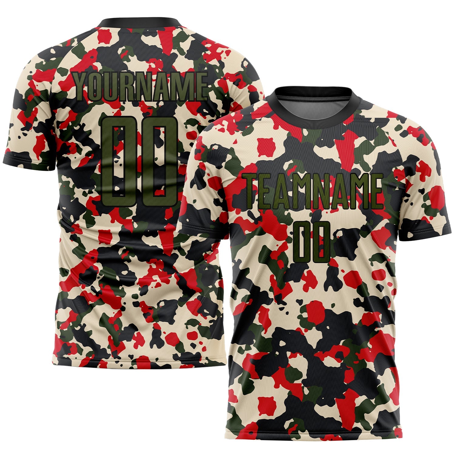 Custom Camo Olive-Black Sublimation Salute To Service Soccer Uniform Jersey - Sky-Custom