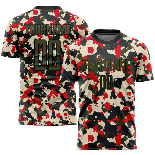 Custom Camo Olive-Black Sublimation Salute To Service Soccer Uniform Jersey - Sky-Custom