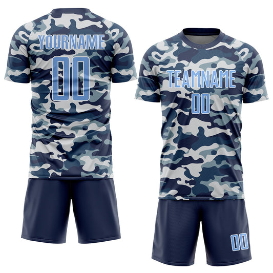 Custom Camo Light Blue-Royal Sublimation Salute To Service Soccer Uniform Jersey - Sky-Custom