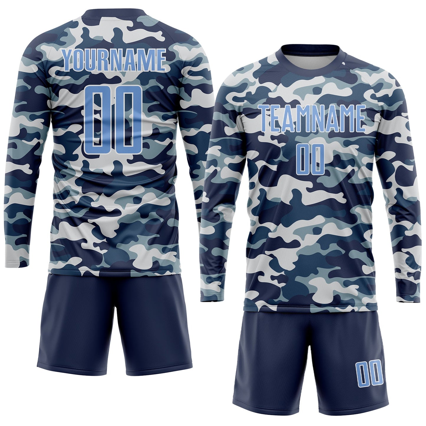 Custom Camo Light Blue-Royal Sublimation Salute To Service Soccer Uniform Jersey - Sky-Custom