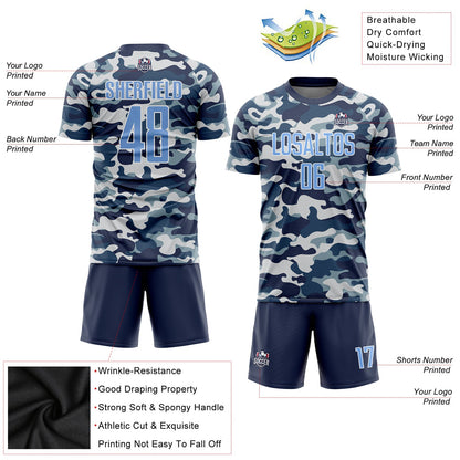Custom Camo Light Blue-Royal Sublimation Salute To Service Soccer Uniform Jersey - Sky-Custom