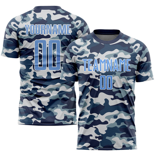 Custom Camo Light Blue-Royal Sublimation Salute To Service Soccer Uniform Jersey - Sky-Custom